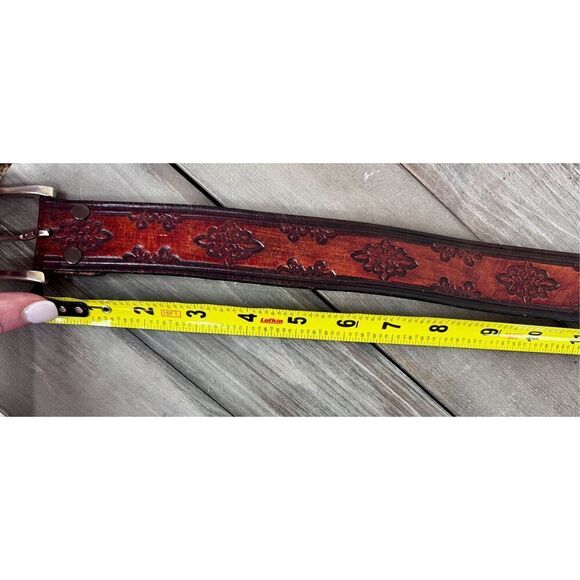 Cicada‎ Engraved Genuine Steerhide Tooled Leather Brown Belt. Made in USA… - Picture 11 of 12